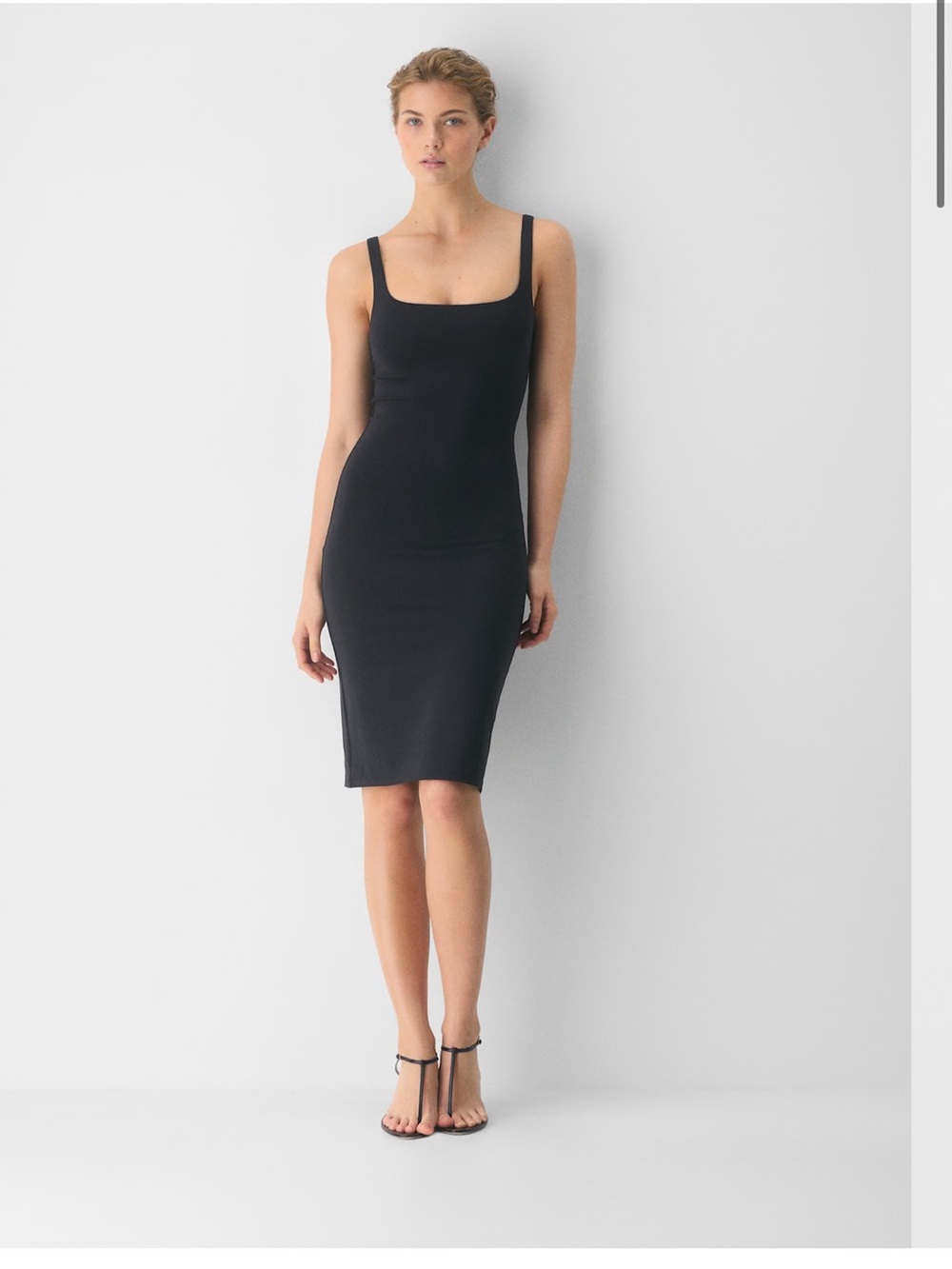 Babaton Contour Square Neck Midi Bodycon Dress in Olive